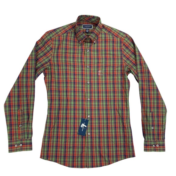Club Room Mens Slim Fit 4-Way Stretch Plaid Dress Shirt Multicolor 14-14.5 - Picture 1 of 4
